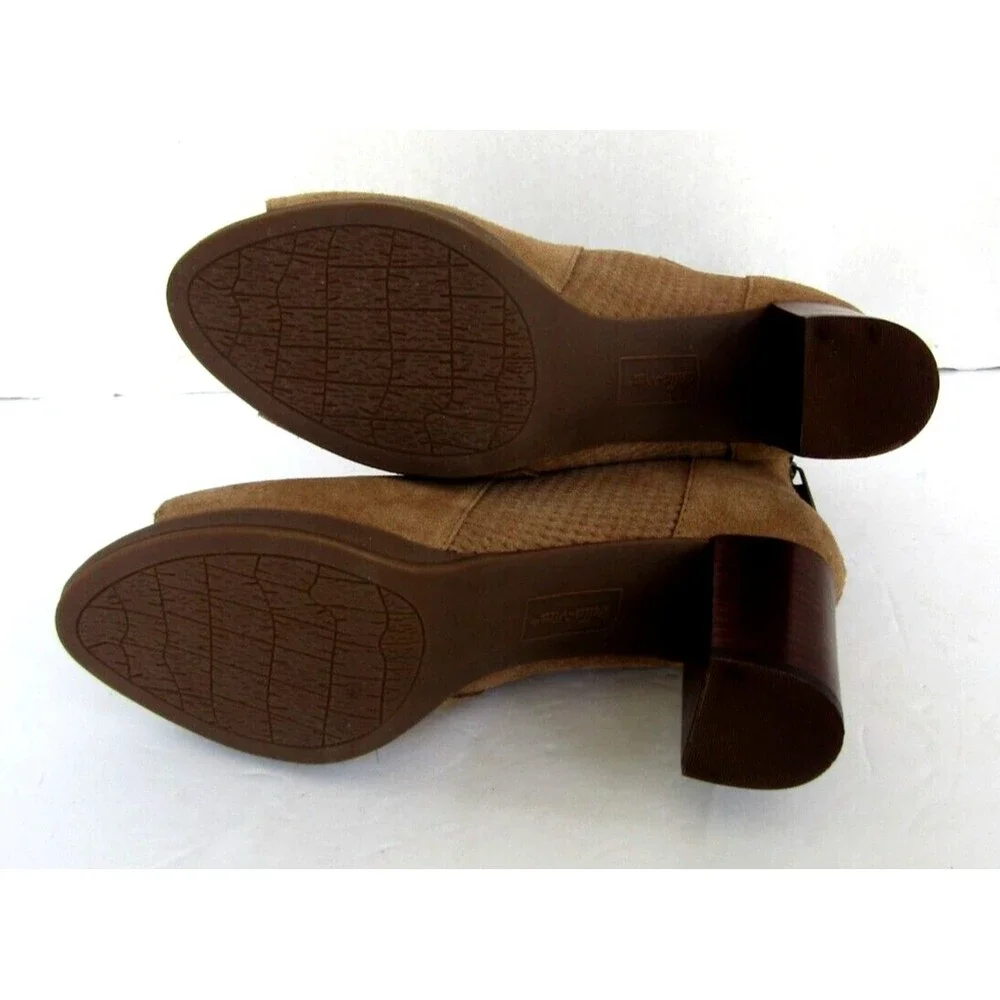 Bella Vita Ankle Boots NWOB Lex Peep Open Toe Brown Suede Leather Womens 8.5